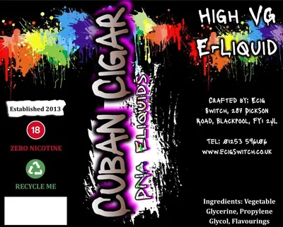 Cuban Cigar e-liquid, Ecig Switch Blackpool