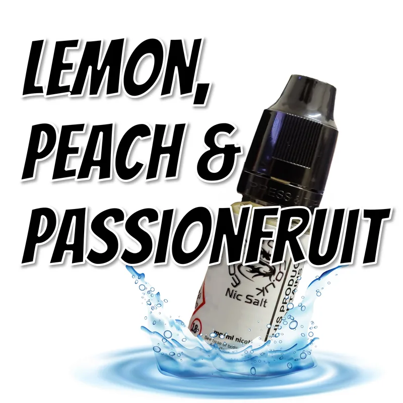 Lemon, Peach & Passionfruit e-liquid bottle
