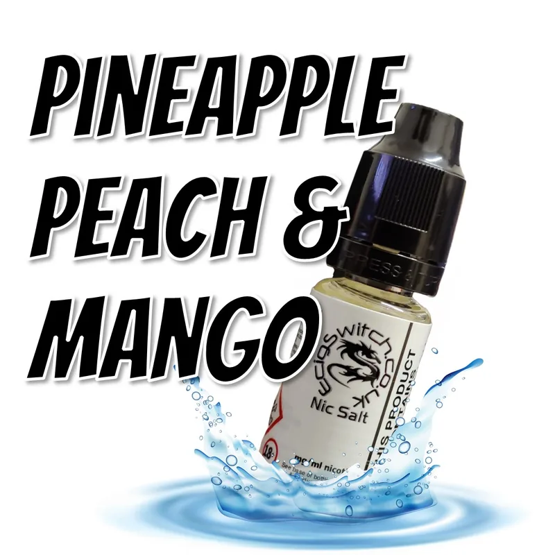 Pineapple, Peach & Mango e-liquid bottle