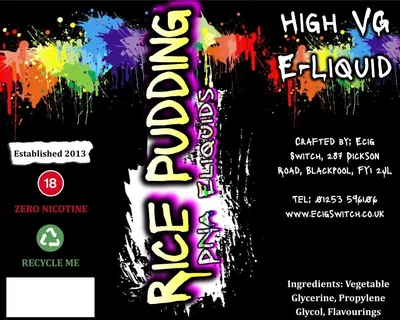 Rice Pudding e-liquid, Ecig Switch Blackpool