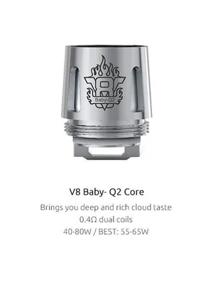 Smok TFV8 Baby Beast – Q2 core 0.4ohm dual coil, Ecig Switch Blackpool