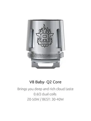 Smok TFV8 Baby Beast – Q2 core 0.6ohm dual coil, Ecig Switch Blackpool